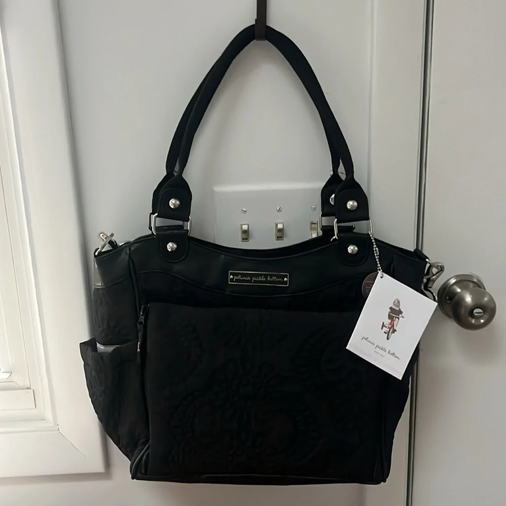 Petunia Pickle Bottom Central Park North Embossed City Carryall Diaper Bag,NWT